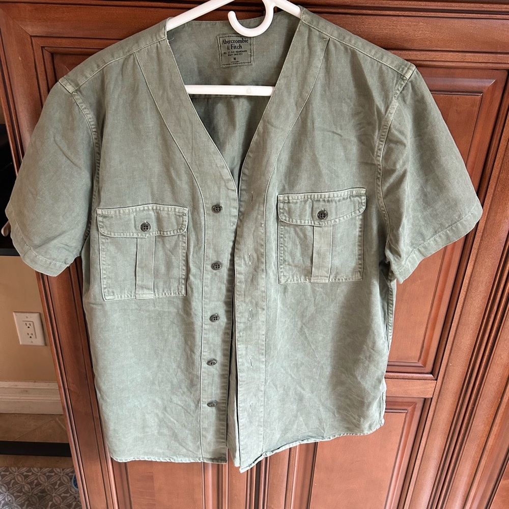 Abercrombie & Fitch Olive Green Short Sleeve Shirt